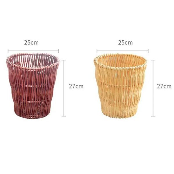 Retro Rattan Trash Can Living Room Paper Bas Kitchen Garbage Bin Office Storage Bucket Garbage Can 5