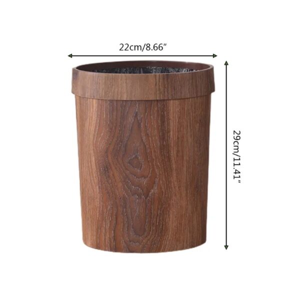 Retro Wood Grain Trash Can Home Living Room Kitchen Garbage Bin Office Toilet Paper Basket Bathroom 1