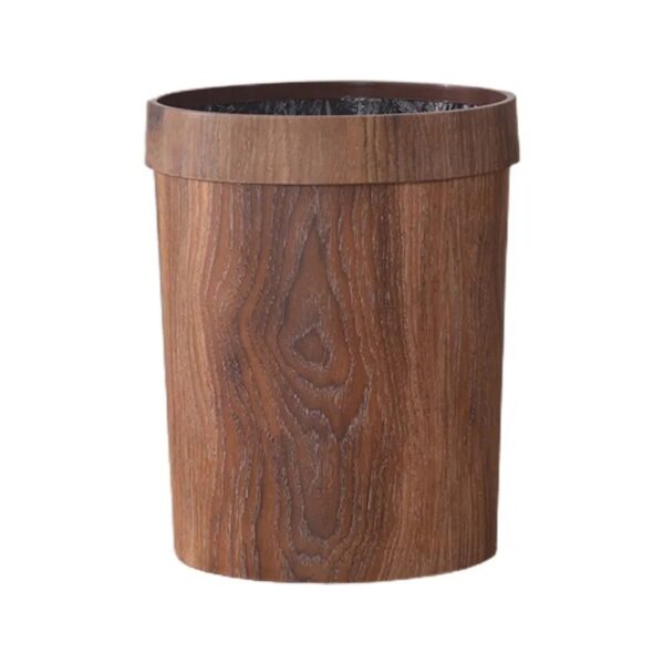 Retro Wood Grain Trash Can Home Living Room Kitchen Garbage Bin Office Toilet Paper Basket Bathroom 2