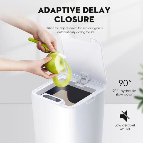 SDARISB Smart Sensor Trash Can Automatic Kicking White Garbage Bin for Kitchen Bathroom Waterproof 8 5 1