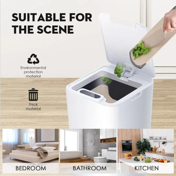 SDARISB Smart Sensor Trash Can Automatic Kicking White Garbage Bin for Kitchen Bathroom Waterproof 8 5 3