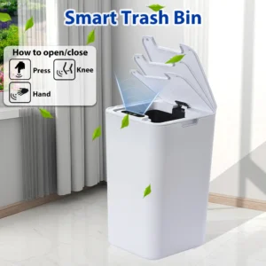 SDARISB Smart Sensor Trash Can Automatic Kicking White Garbage Bin for Kitchen Bathroom Waterproof 8 5