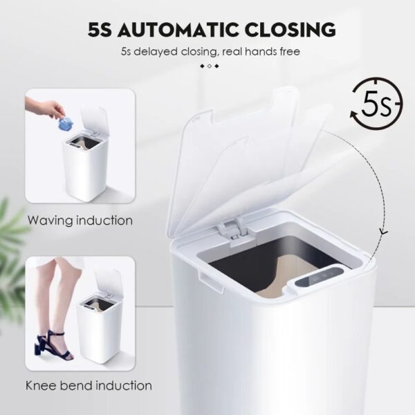 SDARISB Smart Sensor Trash Can Automatic Kicking White Garbage Bin for Kitchen Bathroom Waterproof 8 5