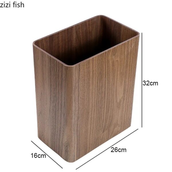 Simple Rectangular Garbage Can Wooden Storage Bucket Wastebasket Creative Home Kitchen Trash Can Home Cleaning Tools 2