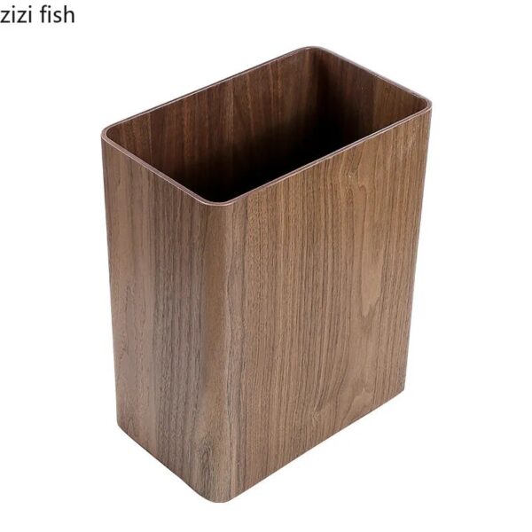 Simple Rectangular Garbage Can Wooden Storage Bucket Wastebasket Creative Home Kitchen Trash Can Home Cleaning Tools 3