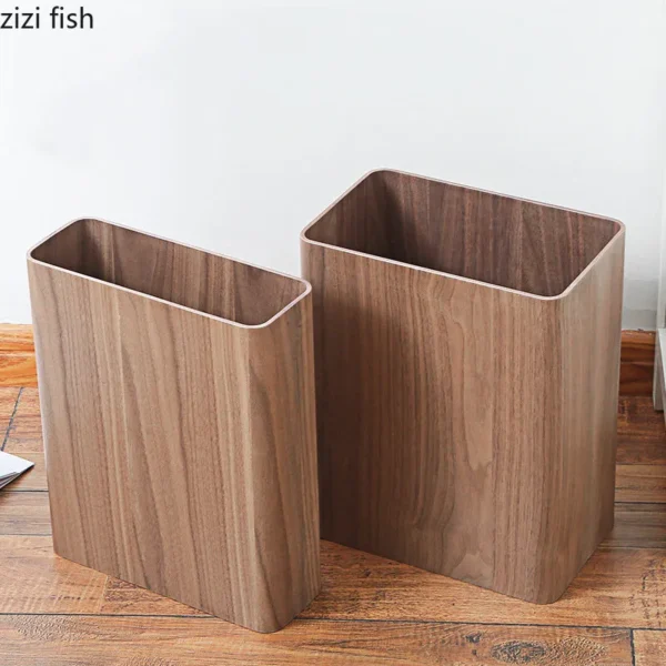 Simple Rectangular Garbage Can Wooden Storage Bucket Wastebasket Creative Home Kitchen Trash Can Home Cleaning Tools