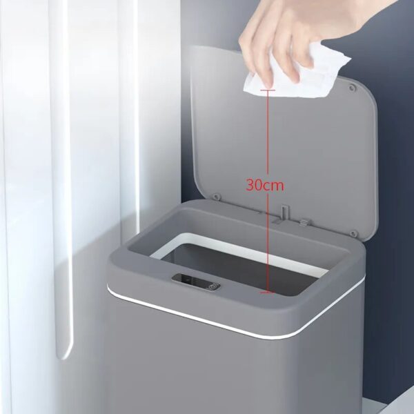 Smart Sensor Trash Can Automatic Kicking White Garbage Bin for Kitchen Bathroom Waterproof 12L Electric Waste 1