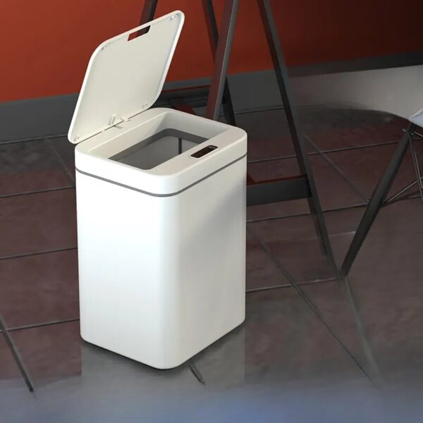 Smart Sensor Trash Can Automatic Kicking White Garbage Bin for Kitchen Bathroom Waterproof 12L Electric Waste 5