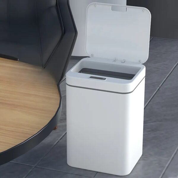 Smart Sensor Trash Can Automatic Kicking White Garbage Bin for Kitchen Bathroom Waterproof 12L Electric Waste