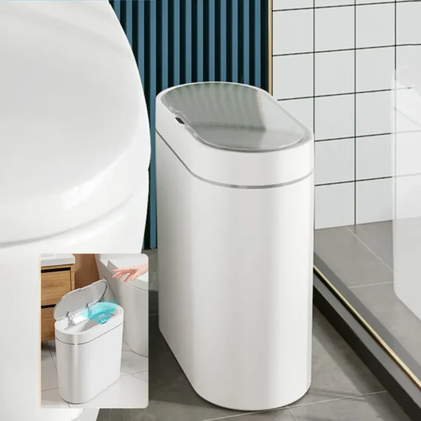 Smart Sensor Trash Can Electronic Automatic Household Bathroom Toilet Waterproof Narrow Seam Storage Bucket Smart Home 1