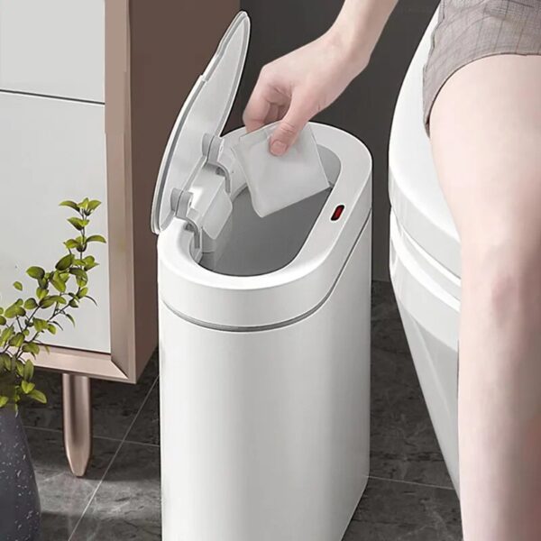 Smart Sensor Trash Can Electronic Automatic Household Bathroom Toilet Waterproof Narrow Seam Storage Bucket Smart Home