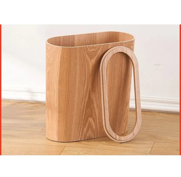 Trash Can Wooden Nordic Style Household Bedroom Waste Bin With Cover Upscale Hotel Toilet Creative Durable 1