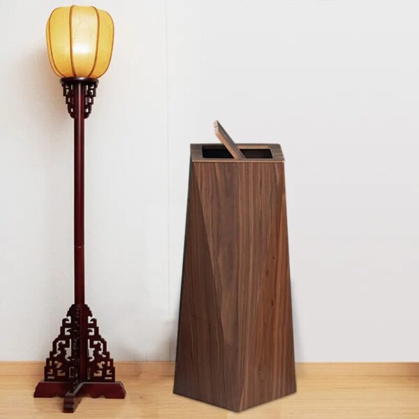 Wooden Creative Garbage Bin With Cover Nordic Net Red Light Luxury Bathroom Trash Can Hotel Office 2