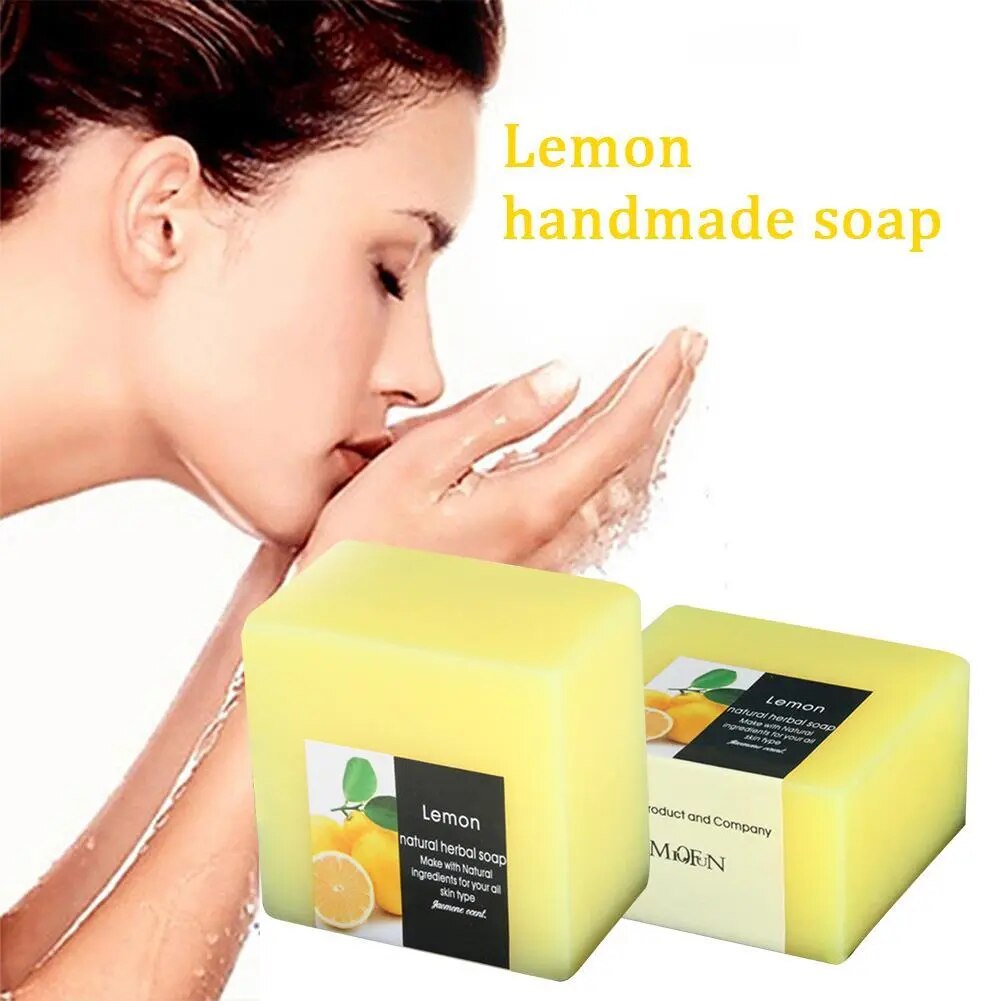 100g Natural Lemon Soap Face Cleanser Oil Control Deep Care Shower Skin Cleaning Soap Whitening Body