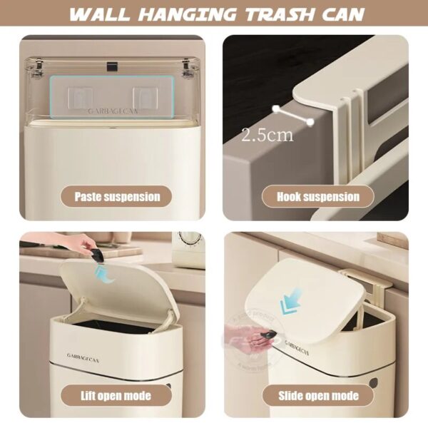 10L Wall Mounted Hanging Trash Bin For Kitchens Cabinet Door With Lid Kitchen Trash Bins Garbage 2