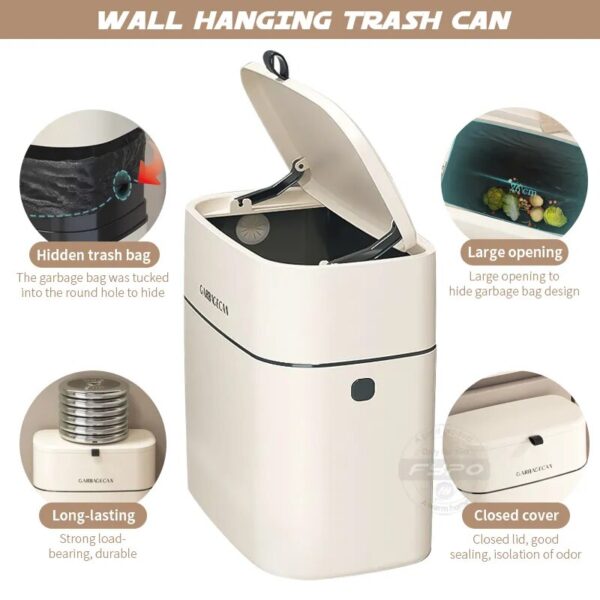 10L Wall Mounted Hanging Trash Bin For Kitchens Cabinet Door With Lid Kitchen Trash Bins Garbage 3