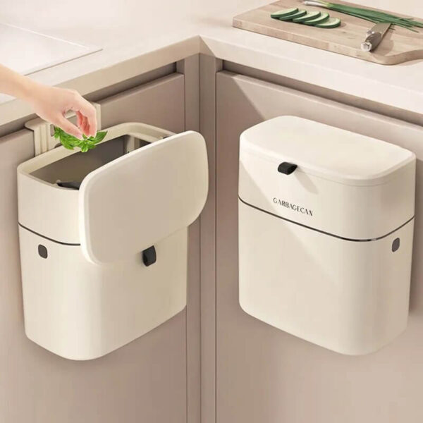 10L Wall Mounted Hanging Trash Bin For Kitchens Cabinet Door With Lid Kitchen Trash Bins Garbage