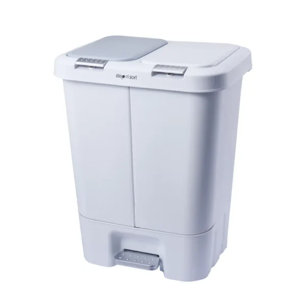 11 Gal 2 Compartment Trash Recycling Bin Kitchen Garbage Can White Waste Bins 1