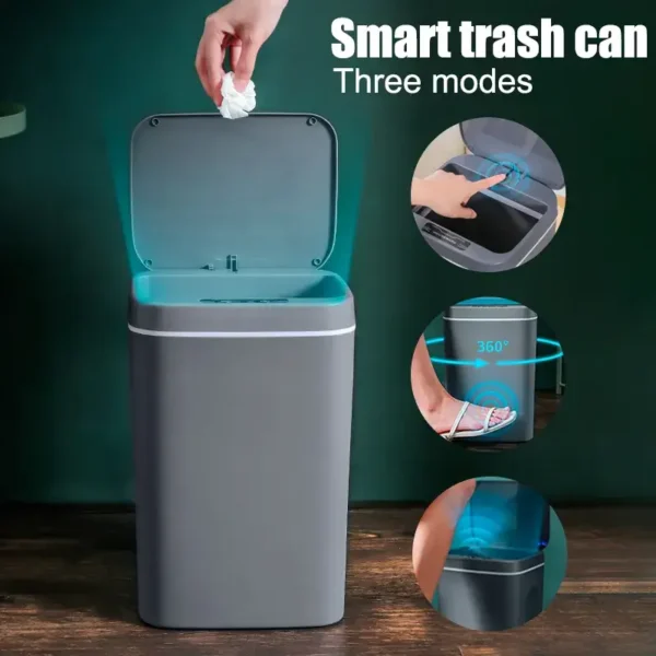 12 16L Smart Trash Can Automatic Sensor Dustbin Electric Waste Bin Waterproof Wastebasket For Kitchen Bathroom