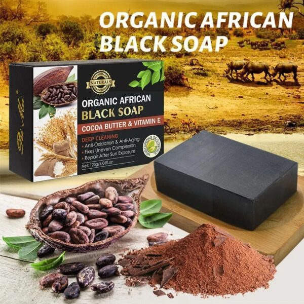 120g Cocoa Bean Vitamin E Soap African Black Soap Whitening Handmade Soap For Acne Removal Deep