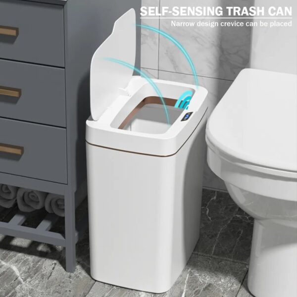 15 18L Smart Sensor Trash Can Waterproof Intelligent Touchless Trash Can Quiet Electric Garbage Bin for 2