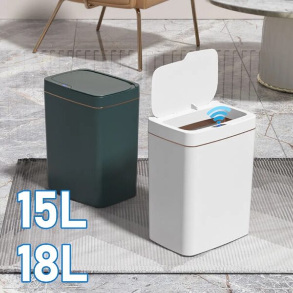 15 18L Smart Sensor Trash Can Waterproof Intelligent Touchless Trash Can Quiet Electric Garbage Bin for