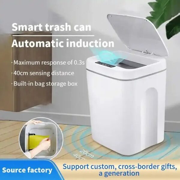 16L Automatic Sensor Trash Can Electric Touchless Smart Bin Kitchen Bathroom Waterproof Bucket Garbage With Lid 1