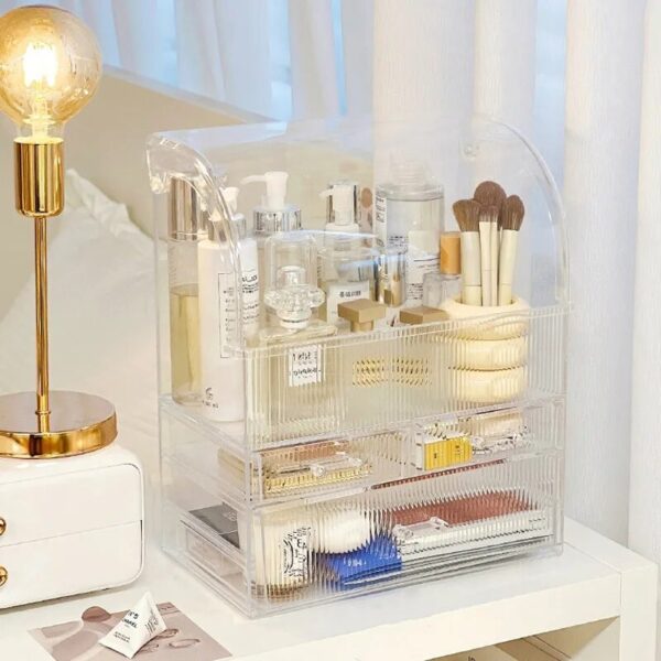 Acrylic Makeup Organizer Box with Lid Cosmetic Organizer Perfume Display Storage Box Clear Large Capacity Cosmet 4