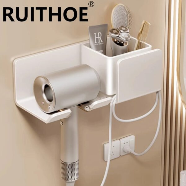 Hair Dryer Holder Wall Dryer Cradle Straightener Stand Hairdryer Organizer Box Toilet Blower Holder Shelf Bathroom