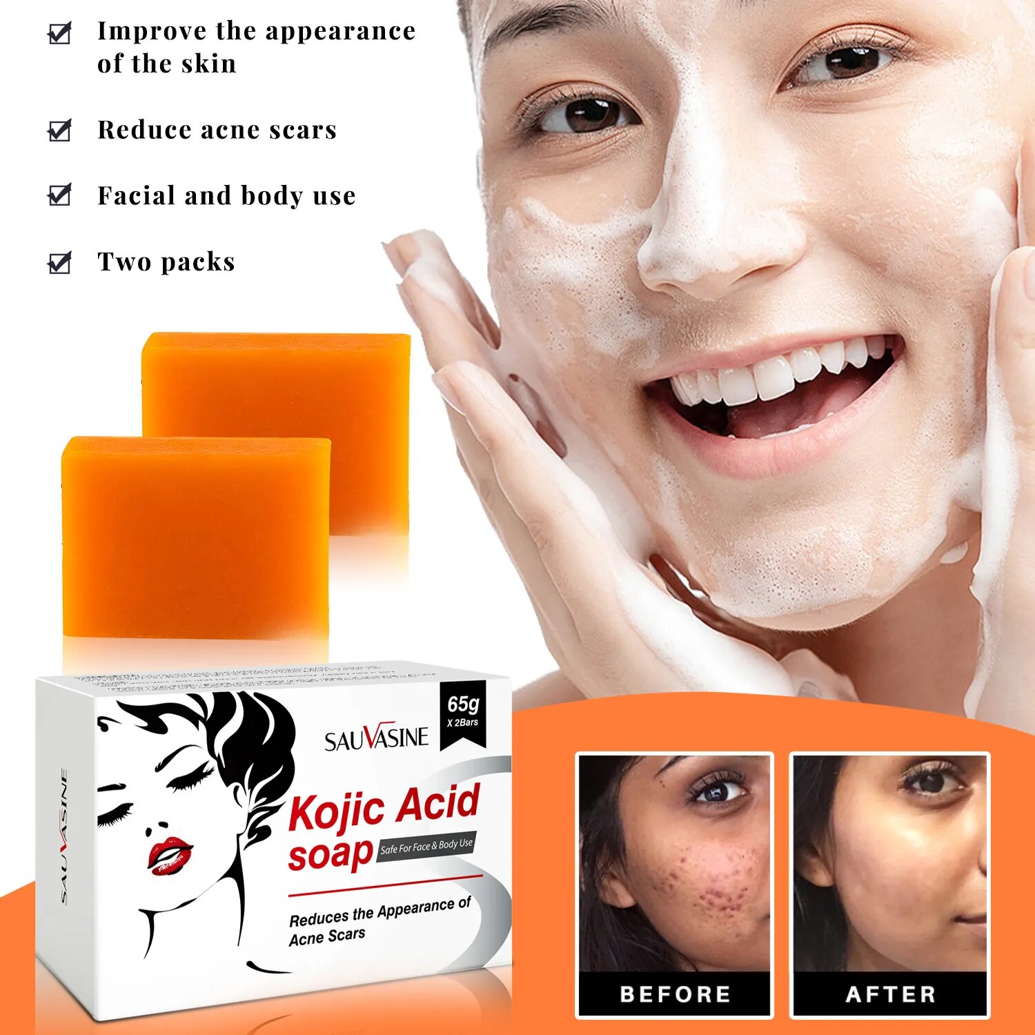 Kojic Acid Soap Original Whitening Hand Soap Brightening Products Inhibit Melanin Formation Remove Black Spots Improve Skin Tone