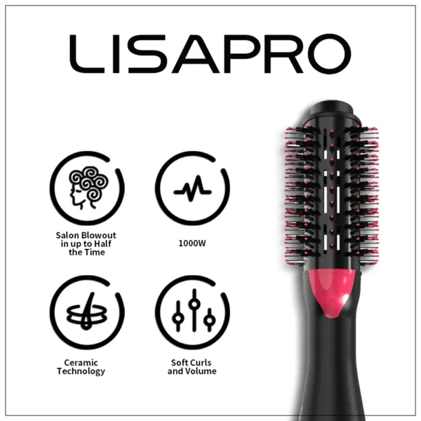 LISAPRO 3 IN 1 Hot Air Brush One Step Hair Dryer And Volumizer Styler and Dryer 2