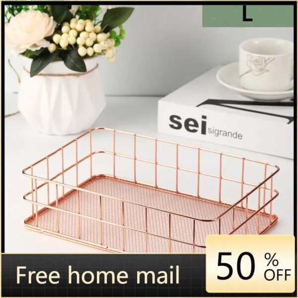 Nordic Gold Metal Iron Makeup Pen Storage Basket Office Desktop Sundries Makeup Brushes Holder Table Cosmetics