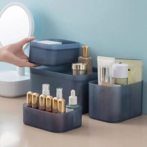 Plastic Frosted Compartment Storage Box with Lid Multi Grids Cosmetic Storage Case Makeup Container Home Office