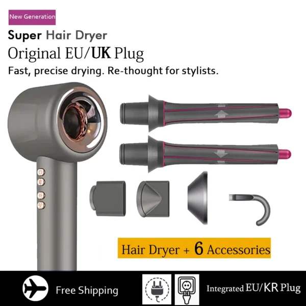 Super Hair Dryer 220V 1600W Leafless Hair Dryer Personal Hair Care Styling Negative Ion Tool Constant