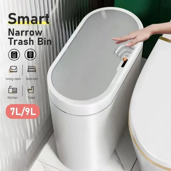 Trash Can Smart Dustbin Narrow Kitchen Bin Bathroom Toilet Waterproof Trash Bin Kitchen Automatic Wastebin Kitchen