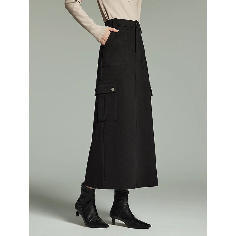 Toyouth Faux Wool High Waist Skirt