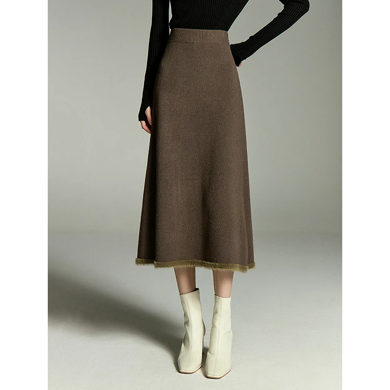 Toyouth Elastic High Waist Knitted Skirt