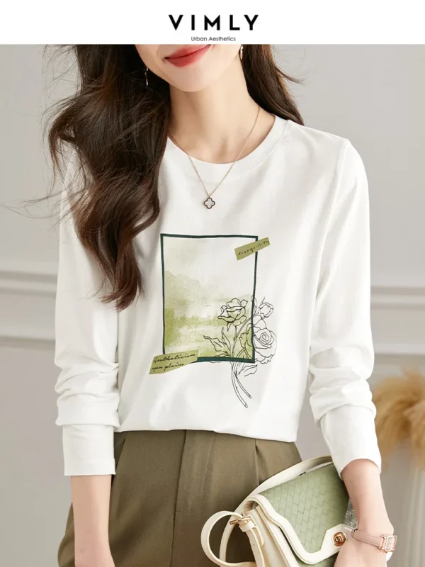 Vimly 100% Cotton Long Sleeve Floral Print Top