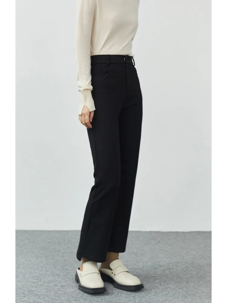 ZIQIAO Black & Flared 9-Point Pants